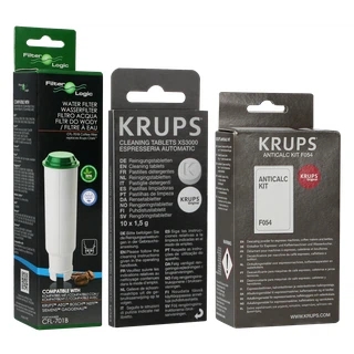 Zestaw do konserwacji ekspresu Krups (filtr FilterLogic CFL-701B + tabletki czyszczące XS3000 + odkamieniacz F054)