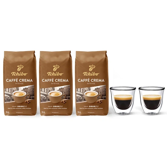 Kawa ziarnista Tchibo Crema Intense 3kg + szklanki termiczne do espresso FilterLogic CFL-655 w zestawie - miniatura 1