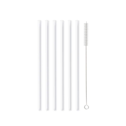 Ekologiczne białe słomki szklane proste Vialli Design VITA 20cm (6szt.) + szczoteczka do czyszczenia 26612 - miniatura 1