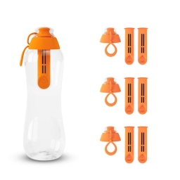 Butelka filtrująca do wody kranowej DAFI 0.5L (pomarańczowa) +7 filtrów +4 nakrętki - miniatura 5