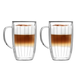 Szklanki termiczne do kawy i herbaty wysokie z uchem Vialli Design TULIP 350ml (2szt.) 28975 - miniatura 1