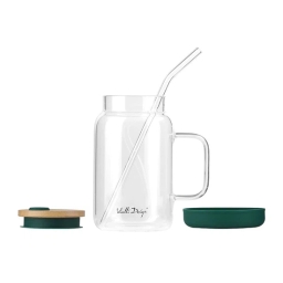 Słoik szklany ze słomką Vialli Design Fuori 600ml 29828 (zielony) - miniatura 2