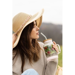 Słoik szklany ze słomką Vialli Design Fuori 600ml 29842 (różowy) - miniatura 5