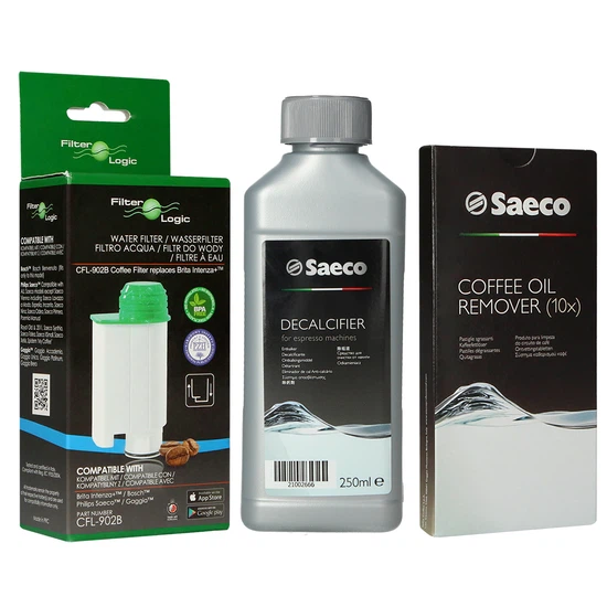 Zestaw do konserwacji ekspresu Saeco (FilterLogic CFL-902B + tabletki czyszczące CA6704 + odkamieniacz Saeco CA6700/99 250ml) - miniatura 1