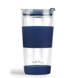 Szklany kubek do kawy ze słomką Vialli Design FUORI 600ml 30381 (granatowy) - miniatura 3