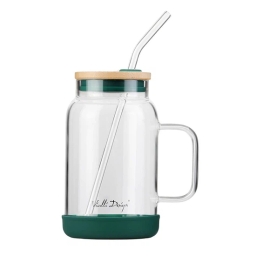 Słoik szklany ze słomką Vialli Design Fuori 600ml 29828 (zielony) - miniatura 1
