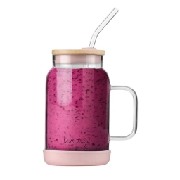 Słoik szklany ze słomką Vialli Design Fuori 600ml 29842 (różowy) - miniatura 3