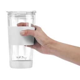 Szklany kubek do kawy ze słomką Vialli Design FUORI 600ml 30404 (biały) - miniatura 4