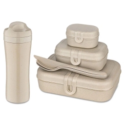 Zestaw śniadaniowy Koziol (lunchbox PASCAL + butelka bidon na wodę 425ml) beżowy - miniatura 1