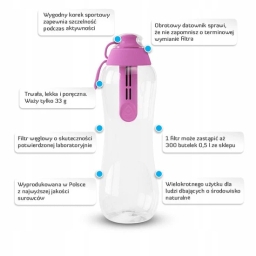 Butelka filtrująca DAFI 0,5L +1 filtr w zestawie (różowa / flamingowa) - miniatura 10