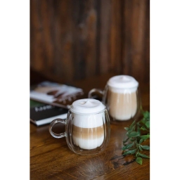 Szklanki termiczne do kawy i herbaty z uchem okrągłe Vialli Design TULIP 350ml (4szt.) 28814 - miniatura 3