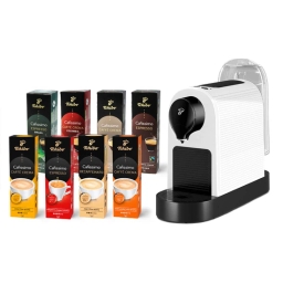 Ekspres ciśnieniowy na kapsułki Tchibo Cafissimo PURE+ (biały) + 80 kapsułek (zestaw degustacyjny) - miniatura 1