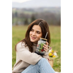 Słoik szklany ze słomką Vialli Design Fuori 600ml 29804 (czarny) - miniatura 6