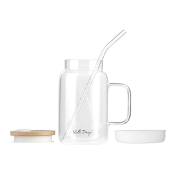 Słoik szklany ze słomką Vialli Design Fuori 600ml 29835 (biały) - miniatura 2