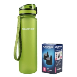 Butelka filtrująca wodę Aquaphor City 1000ml (zielona) + opakowanie filtrów - miniatura 1