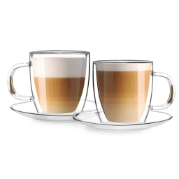 Szklanki termiczne ze spodkiem do kawy i herbaty Vialli Design AMO 250ml (4szt.) 27565 - miniatura 3