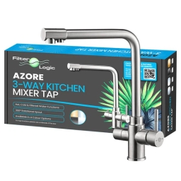 Bateria kuchenna trojdrożna kran FilterLogic Azore (stal szczotkowana) - miniatura 2