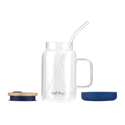 Słoik szklany ze słomką Vialli Design Fuori 600ml 29811 (granatowy) - miniatura 2