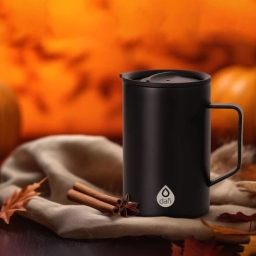 Kubek termiczny do kawy i herbaty Dafi 330ml z uchwytem (czarny) - miniatura 2