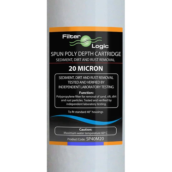 Wkład sedymentacyjny 40" polipropylenowy FilterLogic 20um SP40M20 Slimline (zestaw 4szt.) - miniatura 2