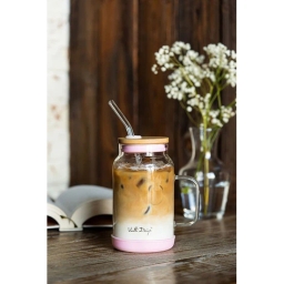 Słoik szklany ze słomką Vialli Design Fuori 600ml 29842 (różowy) - miniatura 4