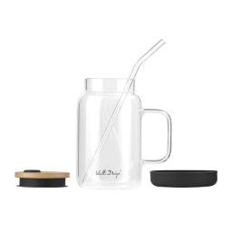 Słoik szklany ze słomką Vialli Design Fuori 600ml 29804 (czarny) - miniatura 2