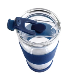 Szklany kubek do kawy ze słomką Vialli Design FUORI 600ml 30381 (granatowy) - miniatura 5