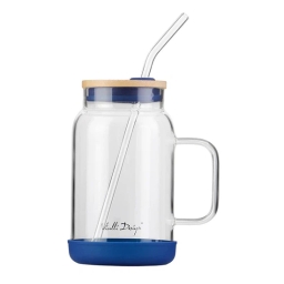 Słoik szklany ze słomką Vialli Design Fuori 600ml 29811 (granatowy) - miniatura 1