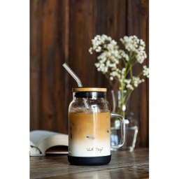 Słoik szklany ze słomką Vialli Design Fuori 600ml 29804 (czarny) - miniatura 4