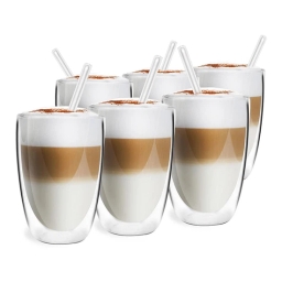 Szklanki termiczne do kawy Vialli Design VITA 350ml (zestaw 6szt.) + słomki szklane 26865 - miniatura 2