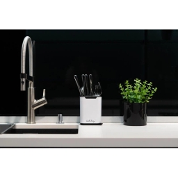 Zestaw kuchenny dozownik + ociekacz na sztućce Vialli Design LIVIO DUO (biały) - miniatura 3