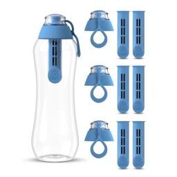 Butelka filtrująca do wody kranowej DAFI 0.5L (niebieska) +7 filtrów +4 nakrętki - miniatura 1