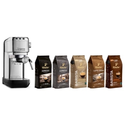 Ekspres kolbowy ciśnieniowy kolba Tchibo LaPressa (srebrny) + zestaw kaw ziarnistych 5kg - miniatura 1