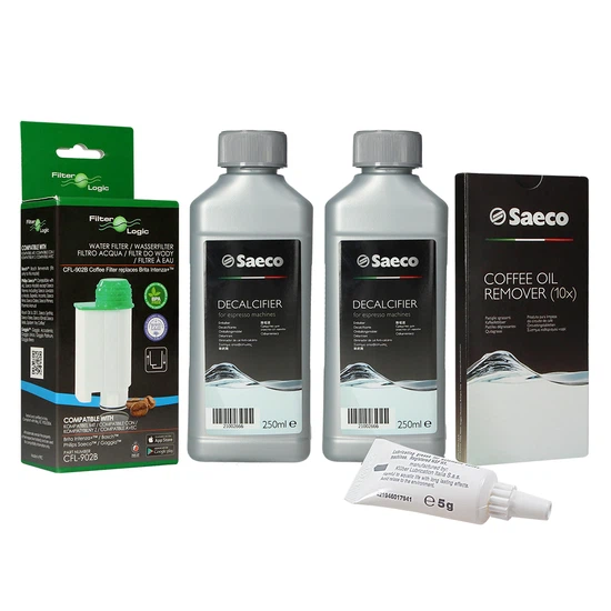 Zestaw do konserwacji ekspresu Saeco (FilterLogic CFL-902B + odkamieniacz Saeco CA6700/99 500 ml (2x250 ml) + tabl. czyszczące Saeco CA6704 + smar Saeco HD5061/01) - miniatura 1