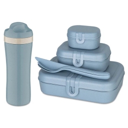 Zestaw śniadaniowy Koziol (lunchbox PASCAL + butelka bidon na wodę 425ml) niebieski - miniatura 1