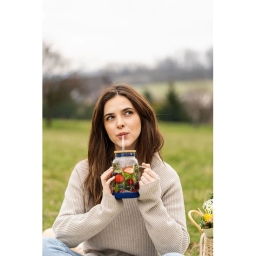 Słoik szklany ze słomką Vialli Design Fuori 600ml 29811 (granatowy) - miniatura 6