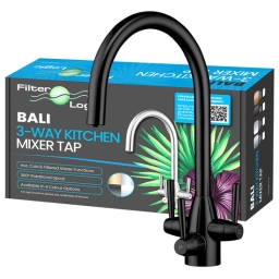 Bateria kuchenna trojdrożna kran FilterLogic Bali (czarna / gun black) - miniatura 2