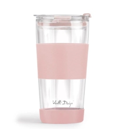Szklany kubek do kawy ze słomką Vialli Design FUORI 600ml 30411 (różowy) - miniatura 5