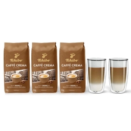 Kawa ziarnista Tchibo Crema Intense 3kg + szklanki termiczne do latte FilterLogic CFL-670 w zestawie - miniatura 1