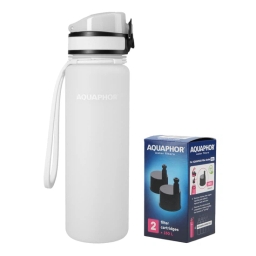 Butelka filtrująca wodę Aquaphor City 500 ml (biała) + opakowanie filtrów - miniatura 1