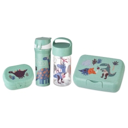 Zestaw śniadaniowy dla dzieci duży Koziol REX (lunchbox + lunchbox mini + snackpot + butelka bidon na wodę 500ml) - miniatura 1