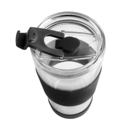 Szklany kubek do kawy ze słomką Vialli Design FUORI 600ml 30374 (czarny) - miniatura 4