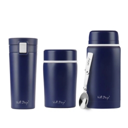Zestaw termos kubek termiczny Vialli Design FUORI (400ml+500ml+750ml) - granatowy - miniatura 1