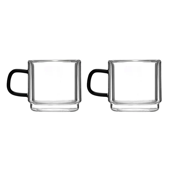 Szklanki termiczne do kawy espresso Vialli Design CARBON 80ml (2szt.) - miniatura 1