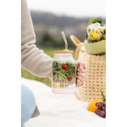 Słoik szklany ze słomką Vialli Design Fuori 600ml 29842 (różowy) - miniatura 6