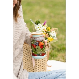 Słoik szklany ze słomką Vialli Design Fuori 600ml 29859 (miętowy) - miniatura 5