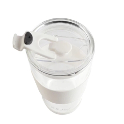 Szklany kubek do kawy ze słomką Vialli Design FUORI 600ml 30404 (biały) - miniatura 3