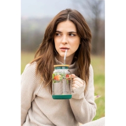 Słoik szklany ze słomką Vialli Design Fuori 600ml 29828 (zielony) - miniatura 4