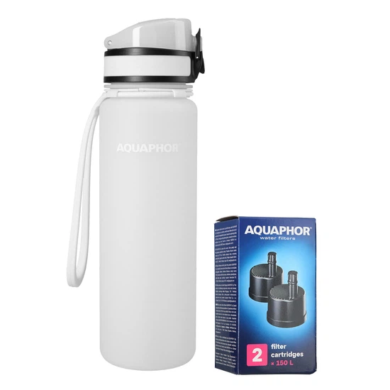Butelka filtrująca wodę Aquaphor City 500 ml (biała) + opakowanie filtrów - miniatura 1