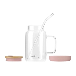 Słoik szklany ze słomką Vialli Design Fuori 600ml 29842 (różowy) - miniatura 2